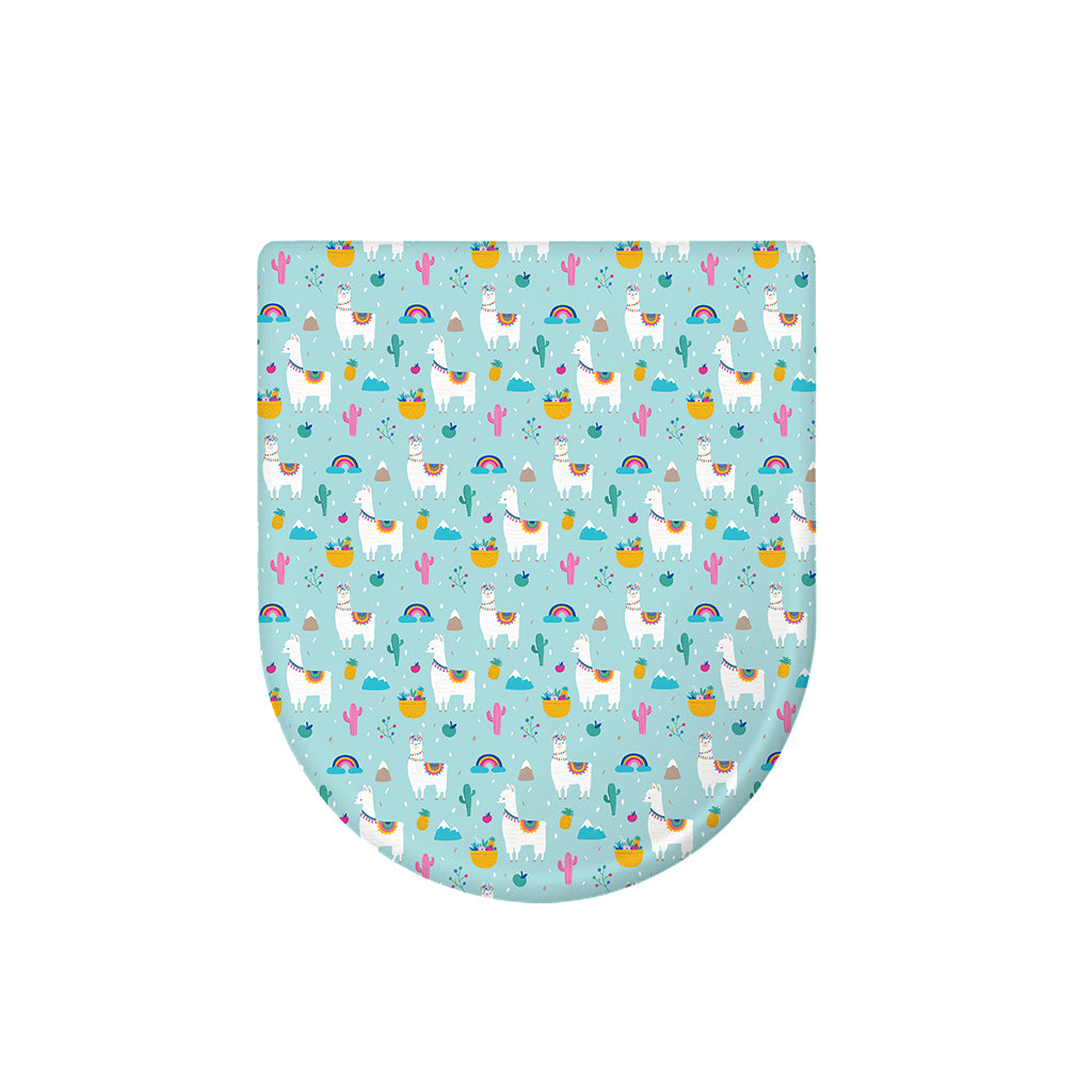Happy Llama And Cactus Pattern Print Toilet Lid Cover