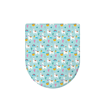 Happy Llama And Cactus Pattern Print Toilet Lid Cover