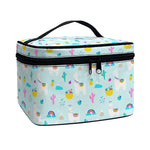 Happy Llama And Cactus Pattern Print Travel Makeup Bag