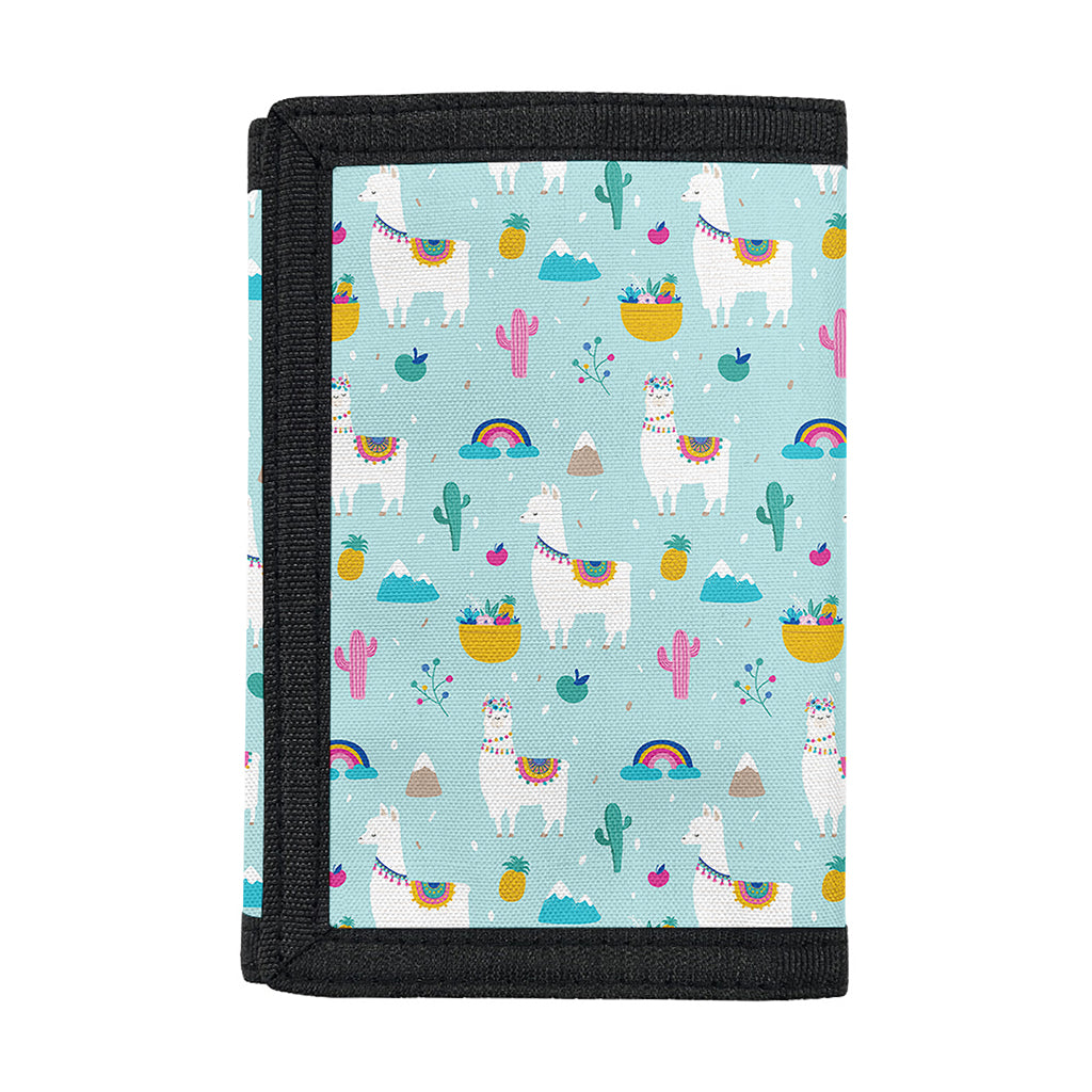 Happy Llama And Cactus Pattern Print Trifold Wallet