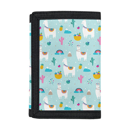 Happy Llama And Cactus Pattern Print Trifold Wallet