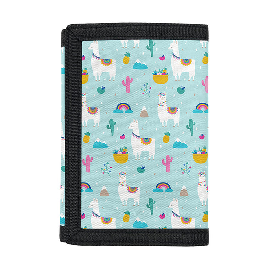 Happy Llama And Cactus Pattern Print Trifold Wallet