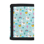Happy Llama And Cactus Pattern Print Trifold Wallet