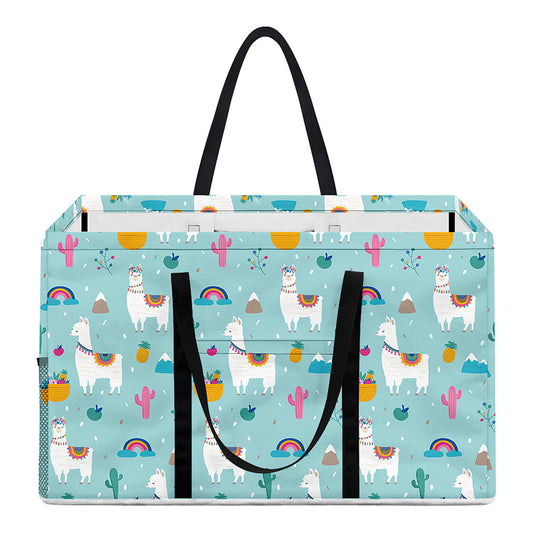 Happy Llama And Cactus Pattern Print Utility Tote Bag