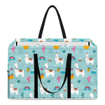 Happy Llama And Cactus Pattern Print Utility Tote Bag