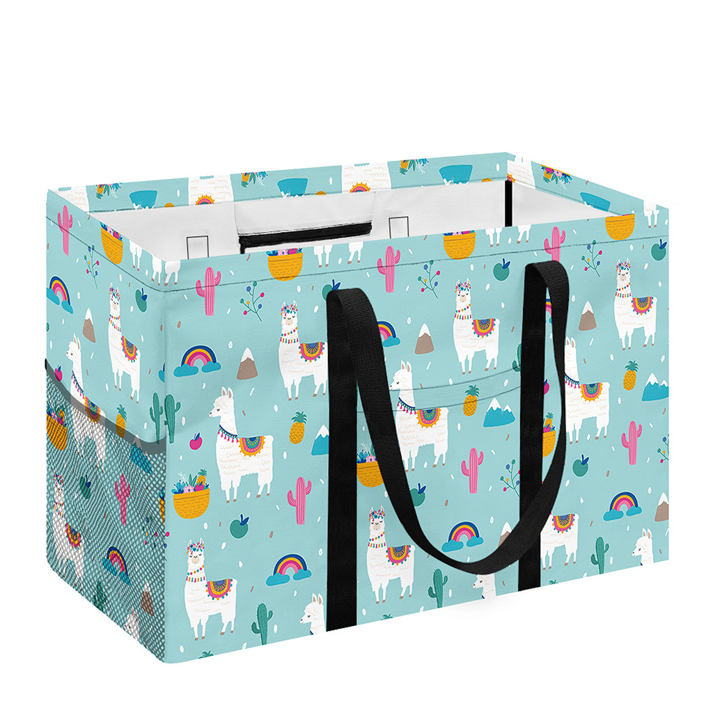 Happy Llama And Cactus Pattern Print Utility Tote Bag