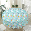 Happy Llama And Cactus Pattern Print Waterproof Round Tablecloth