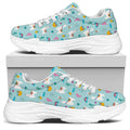Happy Llama And Cactus Pattern Print White Chunky Shoes