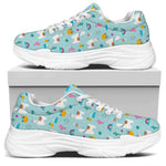 Happy Llama And Cactus Pattern Print White Chunky Shoes