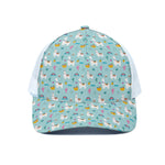 Happy Llama And Cactus Pattern Print White Mesh Trucker Cap