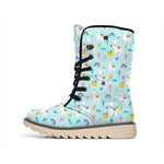 Happy Llama And Cactus Pattern Print Winter Boots