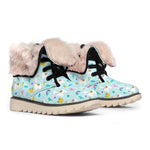 Happy Llama And Cactus Pattern Print Winter Boots