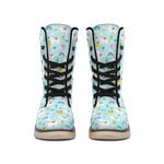 Happy Llama And Cactus Pattern Print Winter Boots
