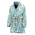 Happy Llama And Cactus Pattern Print Women's Bathrobe