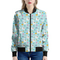 Happy Llama And Cactus Pattern Print Women's Bomber Jacket