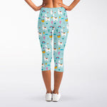 Happy Llama And Cactus Pattern Print Women's Capri Leggings