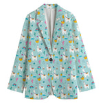 Happy Llama And Cactus Pattern Print Women's Cotton Blazer
