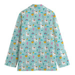 Happy Llama And Cactus Pattern Print Women's Cotton Blazer