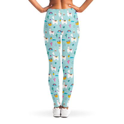 Happy Llama And Cactus Pattern Print Women's Leggings
