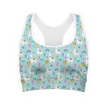 Happy Llama And Cactus Pattern Print Women's Sports Bra