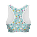 Happy Llama And Cactus Pattern Print Women's Sports Bra