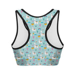 Happy Llama And Cactus Pattern Print Women's Sports Bra