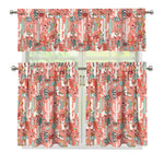 Happy Llama Pattern Print 3 Piece Kitchen Curtains