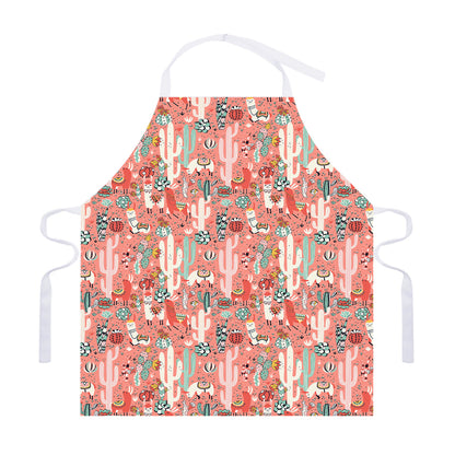 Happy Llama Pattern Print Adjustable Apron