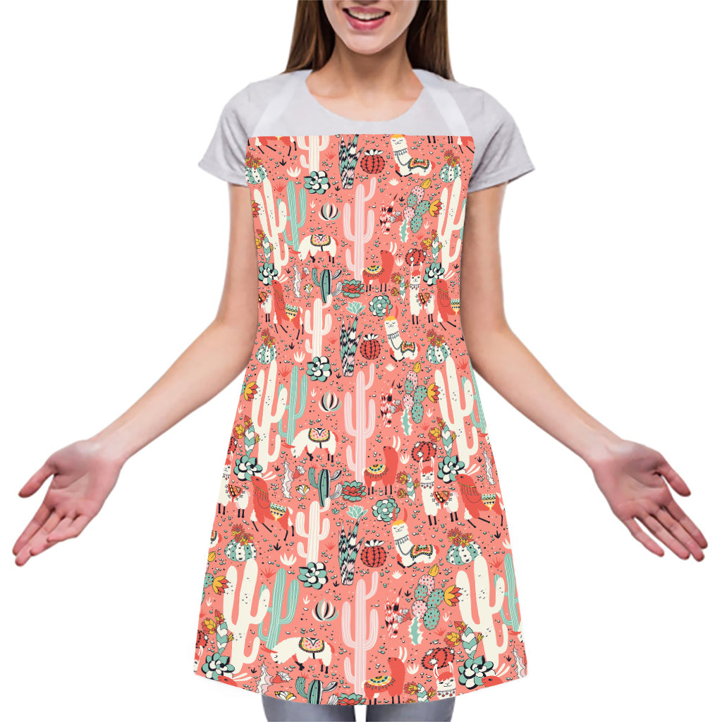 Happy Llama Pattern Print Adjustable Apron