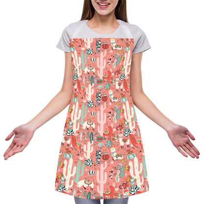 Happy Llama Pattern Print Adjustable Apron
