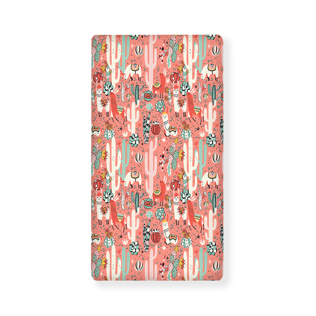Happy Llama Pattern Print Baby Crib Sheet