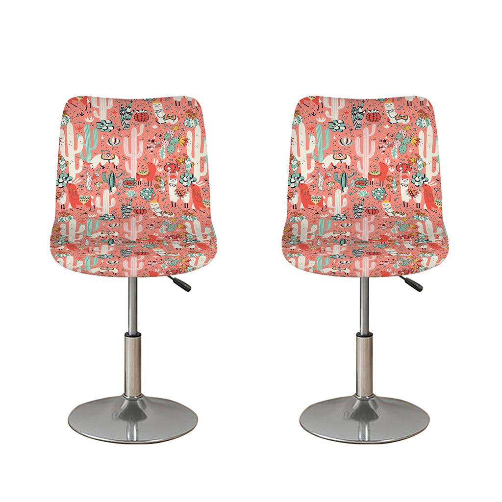 Happy Llama Pattern Print Bar Stool Covers
