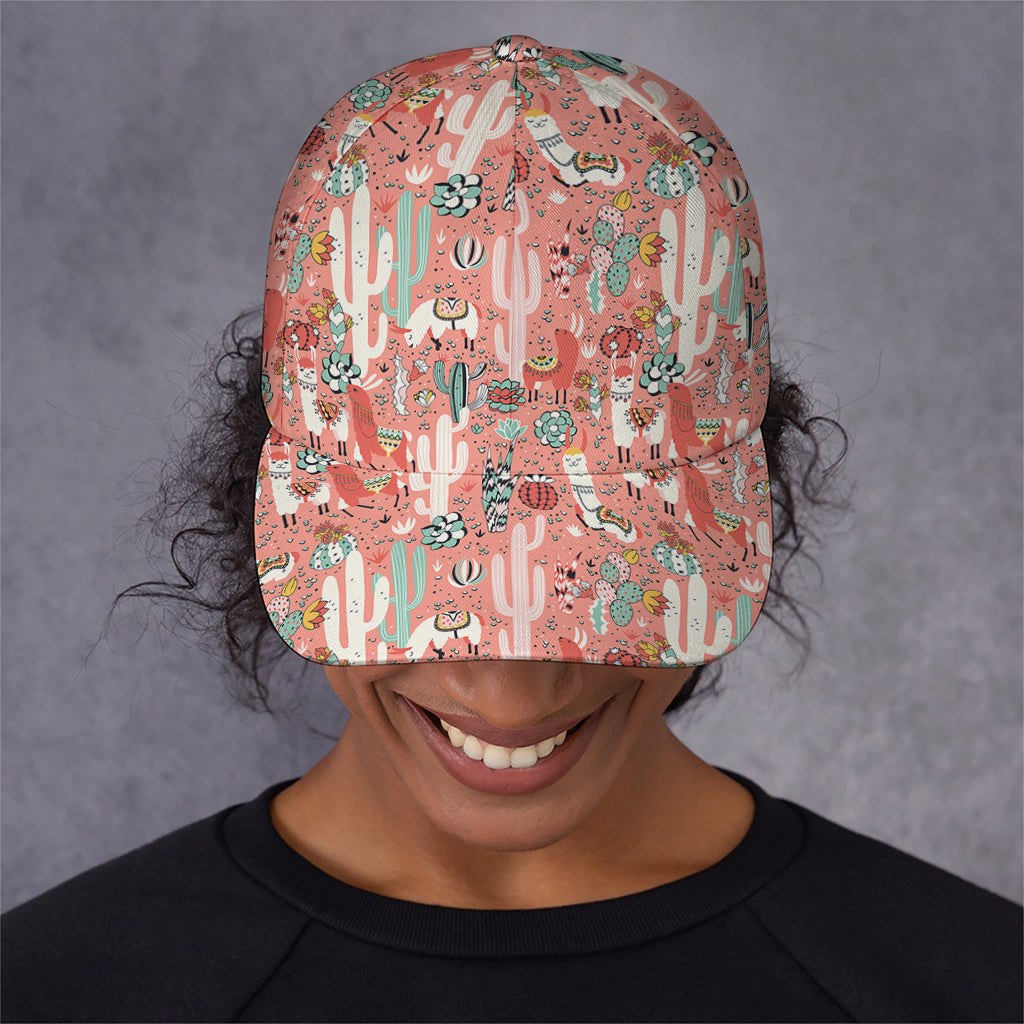 Happy Llama Pattern Print Baseball Cap