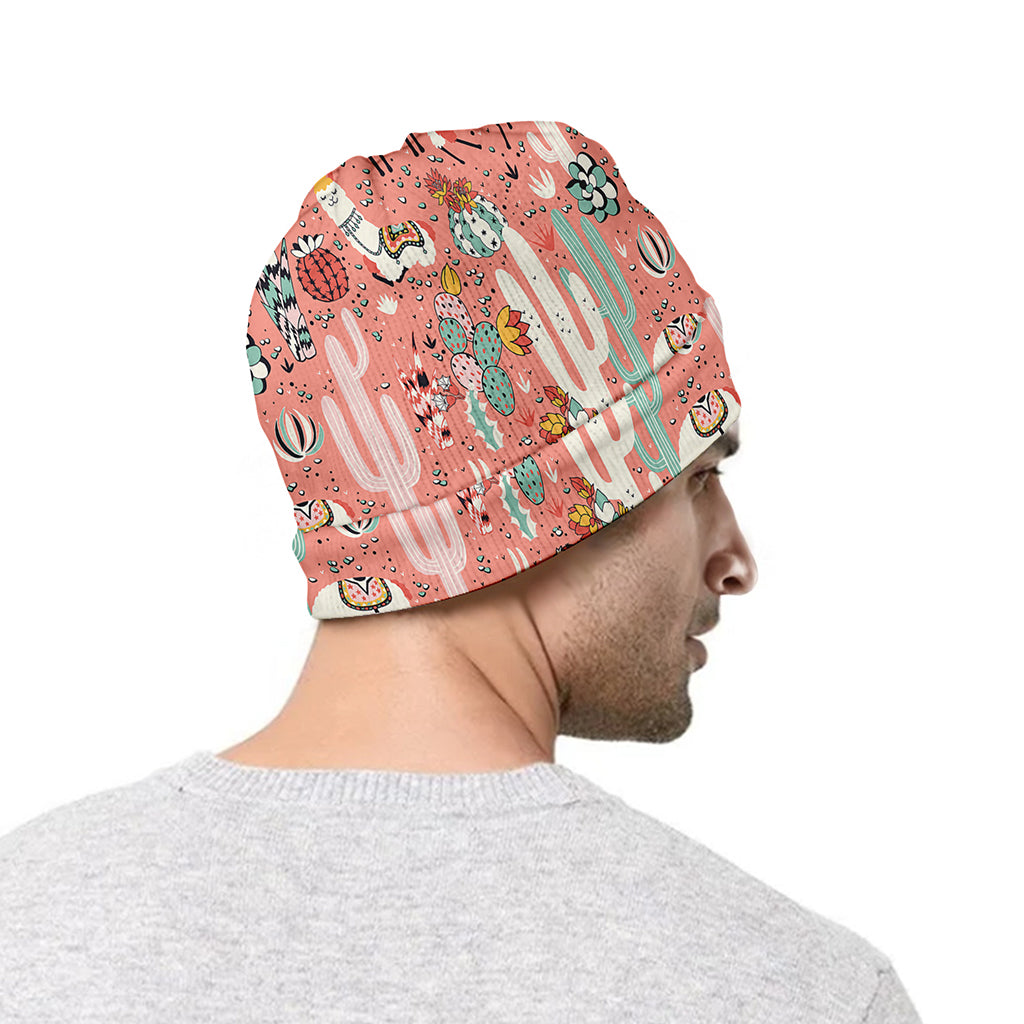 Happy Llama Pattern Print Beanie