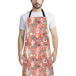 Happy Llama Pattern Print Bib Apron With Pocket