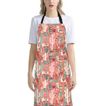 Happy Llama Pattern Print Bib Apron With Pocket
