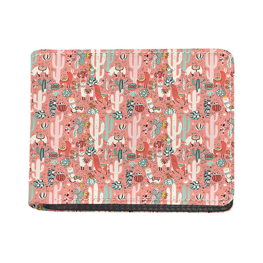 Happy Llama Pattern Print Bifold Wallet
