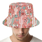 Happy Llama Pattern Print Bucket Hat