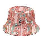 Happy Llama Pattern Print Bucket Hat
