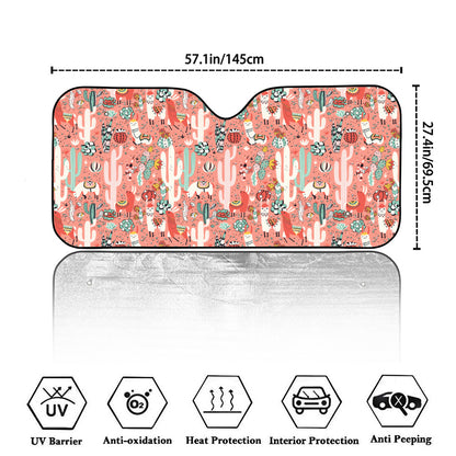Happy Llama Pattern Print Car Windshield Sun Shade
