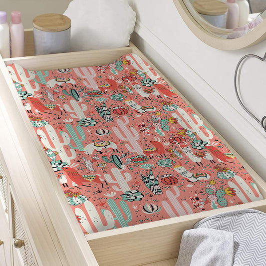 Happy Llama Pattern Print Changing Pad Cover