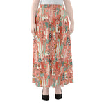 Happy Llama Pattern Print Chiffon Maxi Skirt