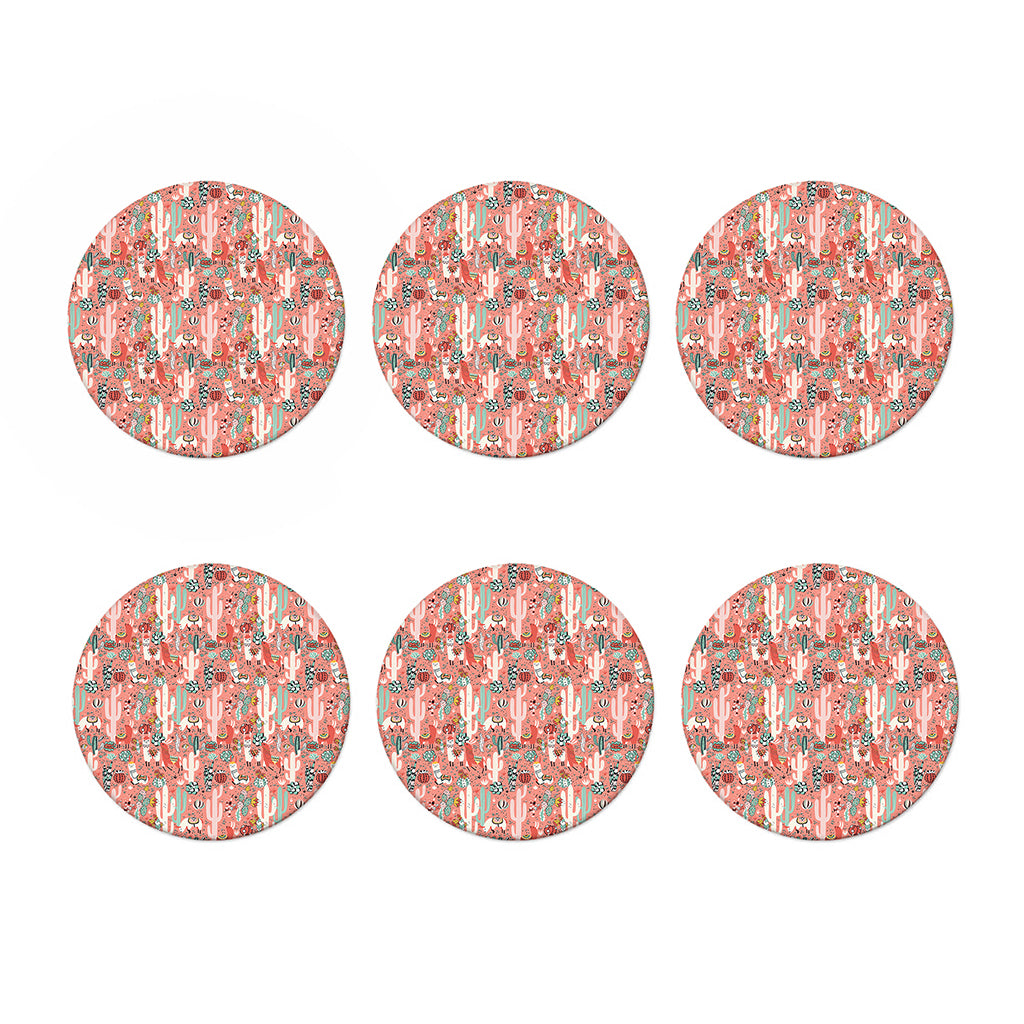 Happy Llama Pattern Print Coaster Set