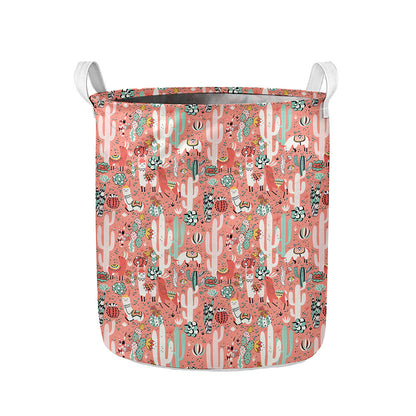 Happy Llama Pattern Print Collapsible Laundry Basket