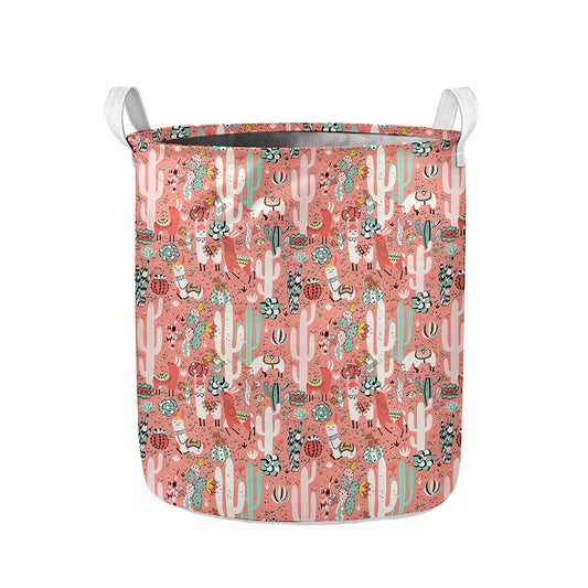 Happy Llama Pattern Print Collapsible Laundry Basket