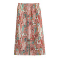 Happy Llama Pattern Print Cotton Front Slit Maxi Skirt