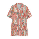 Happy Llama Pattern Print Cotton Hawaiian Shirt