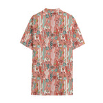 Happy Llama Pattern Print Cotton Hawaiian Shirt