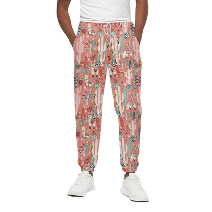 Happy Llama Pattern Print Cotton Pants