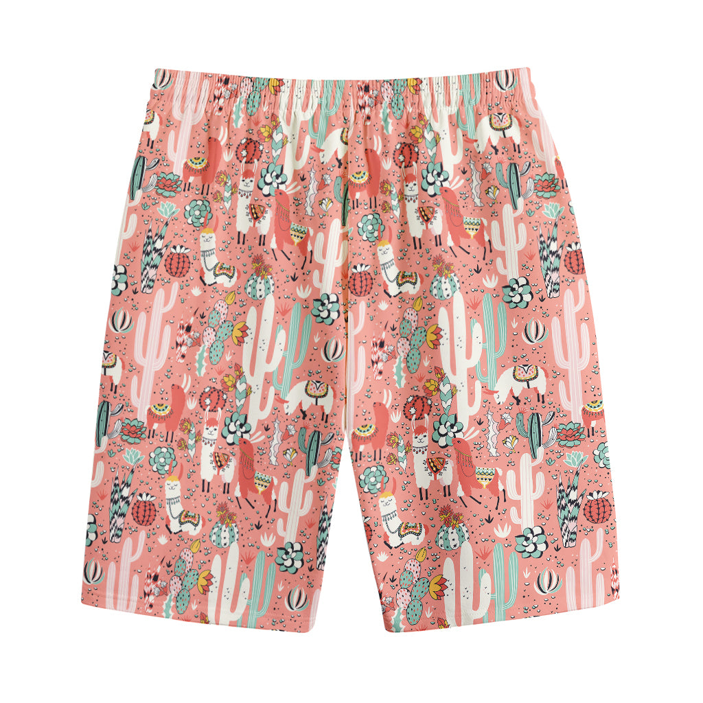Happy Llama Pattern Print Cotton Shorts